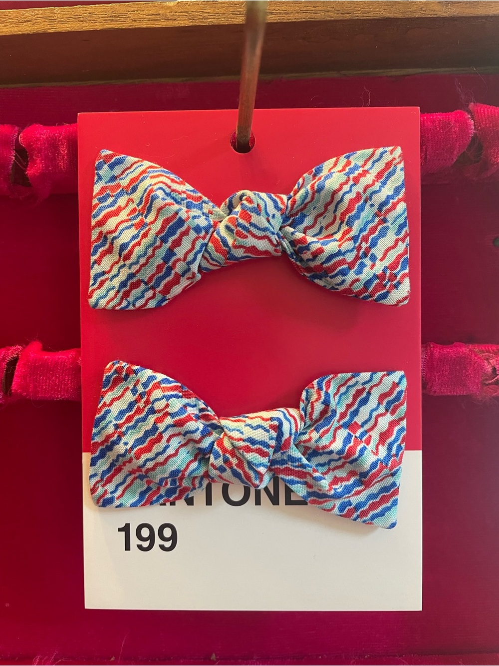 Set of Bow Clips for Kids - red, white & blue
